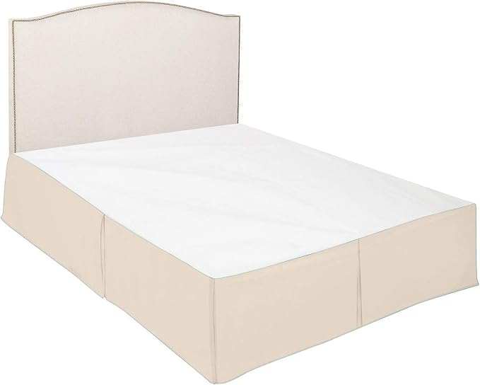Pleated Bed Skirt 20 Inch Drop Calking Size – Wrinkle-Free Microfiber – Dust Ruffle with Split Corners Ivory
