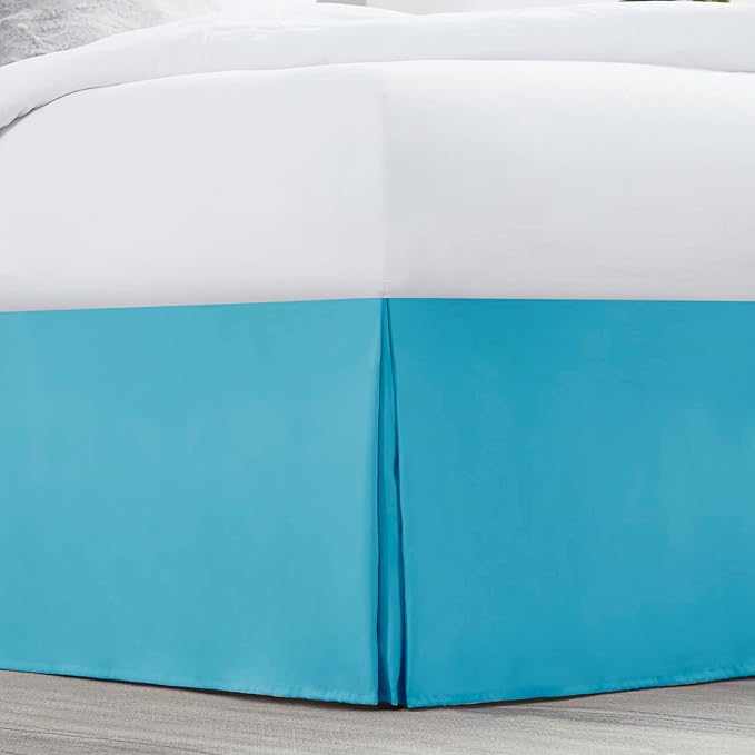 Nestl Beach Blue Full Bed Skirt - Full Size Bed Skirt 14 Inch Drop - Brushed Microfiber Bed Skirts - Hotel Quality Pleated Bed Skirt - Shrinkage & Fade Resistant
