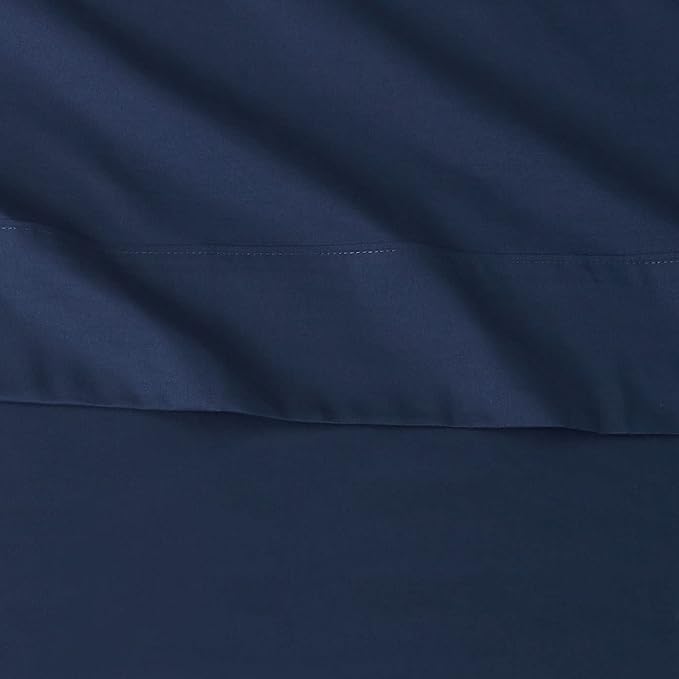 Amazon Basics Lightweight Super Soft Easy Care Breathable Microfiber 4 Piece Bed Sheets Set with 14-Inch Deep Pockets, Full, Navy Blue, Solid