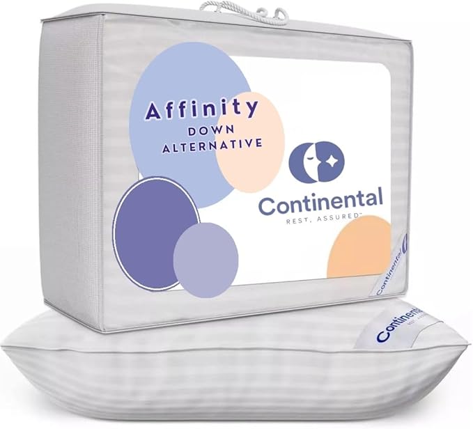 Continental Bedding Affinity Down Alternative Bed Pillow - King Size - 100% Soft Cotton Pillow - Pack of 1 - Polyester Pillow for Sleeping