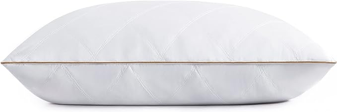 puredown® Goose Feathers and Down Pillow with Diamond Quilting with 100% Cotton Cover, Pack of 1, King Size