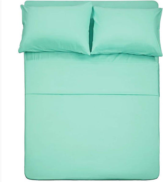 4 Piece Bed Sheet Set Twin XL - 1 Flat Sheet,1 Fitted Sheet and 2 Pillow Cases - Brushed Microfiber 1800 Luxury Bedding Deep Pocket up to 16" Extra Soft & Fade Resistant (Mint Color)