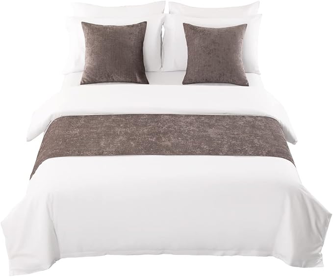 AMBERIS Bed Runner Grey, Chenille Soft No Fading Modern Bed Scarf (Pillowcases Sold Separately)