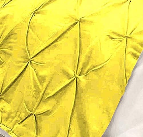 Bed Runner Set - 100% Pure Cotton 800 Thread Count - Luxury 1 Pinch Pleated Bed Runner and 2 Pillow Cover - 3 Piece Pinch Pleated Bed Runner Set King, Yellow