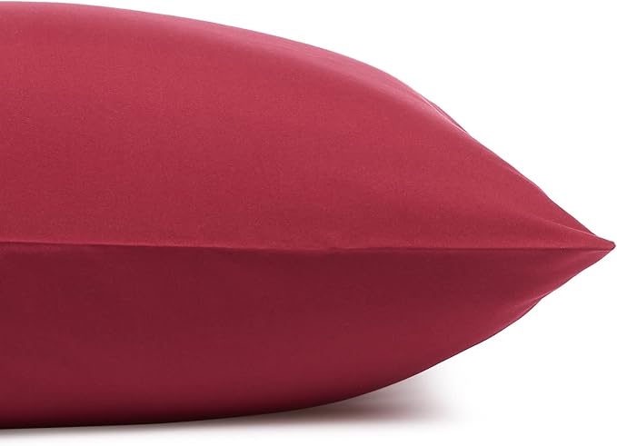 Amazon Basics Lightweight Breathable Brushed Microfiber 3 Piece Wrinkle Resistant Sheet Set with 14-Inch Deep Pockets, Twin XL, Burgundy, Solid
