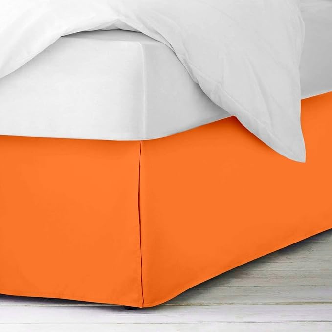 Bed Skirt - Soft Quadruple Pleated Ruffle - Easy Fit with 16 Inch Tailored Drop - Hotel Quality, Shrinkage and Fade Resistant//Orange/Full
