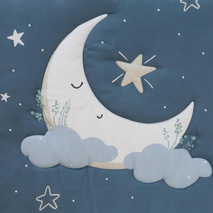 The Peanutshell 3 Piece Celestial Serenity Baby Crib Bedding Set Boy Nursery Decor Boy Crib Comforter Set, Boho Neutral Quilt and Accessories, Gender Neutral