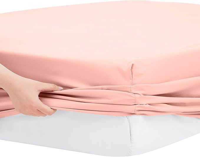 Modern Threads 6-Piece Bed Sheet Set - Deep Pocket, Soft Brushed Microfiber Sheets, Cool & Breathable for Mattress Up to 21 Inches, Includes 4 Pillowcases, Flat & Fitted Sheets, Cloud Pink Queen