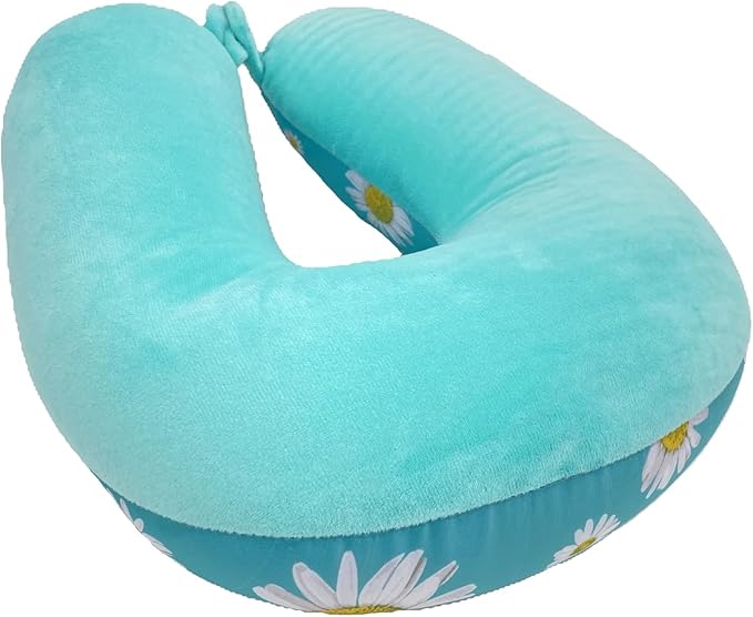 Bookishbunny U Shaped Micro Beads Microbead Neck Head Support Travel Pillow, 12"x12"x4" (DaisyTeal)