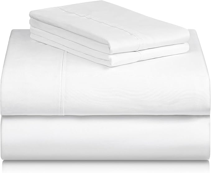 LuxClub 4 PC California King Sheet Set, Deep Pockets Wrinkle Free Cooling Bed Sheets Hotel Bedding for Women, Men, Includes 1 Fitted Sheet, 1 Flat Sheet and 2 Pillowcases-White