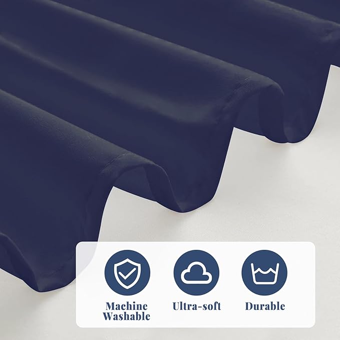 Twin Bed Skirt, Elastic Wrap Around Bed Skirt Twin Size, Bed Skirts for Adjustable Bed, Easy Fit with 18" Drop Length Tailored Drop Dust Ruffle (Navy)