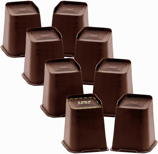 Bed Risers 1 inch, 2 inch, 3 inch, 4 inch, 6 inch, 8 inch Heavy Duty, Oversized Furniture Riser for Couch Sofa Table Chair Leg Frame Dorm, Support up to 6000 Lbs (Chocolat Brown 8 Pack, 8 inch)