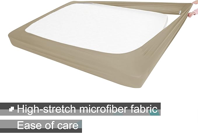 Box Spring Cover Queen Size - Jersey Knit & Stretchy Wrap Around 4 Sides Bed Skirt for Hotel & Home - Queen/Queen XL, Taupe