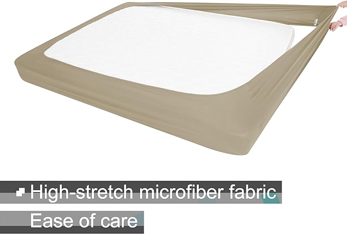 Box Spring Cover King Size - Jersey Knit & Stretchy Wrap Around 4 Sides Bed Skirt for Hotel & Home - King/Cal King/Olympic Queen, Taupe