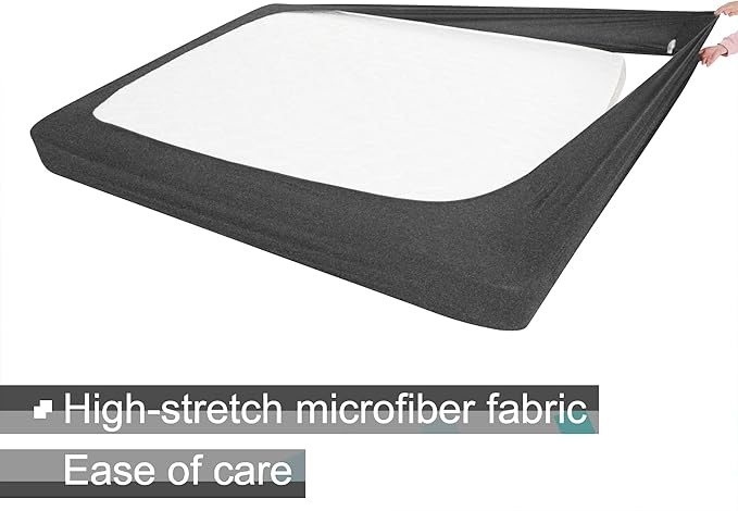 Box Spring Cover Twin/Twin XL Size - Jersey Knit & Stretchy Wrap Around 4 Sides Bed Skirt for Hotel & Home, Heather Gray