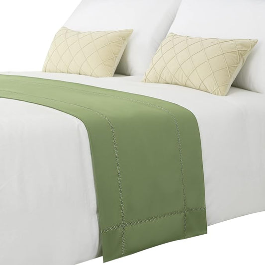 Bed Runner 260 x 50 cm, King Size, Green Bedding Scarves, Hotel Wedding Room Decorations