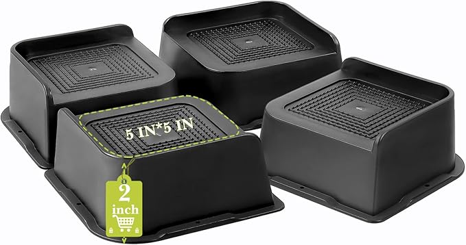 Bed Risers 2 inch, 3 inch, 4 inch, 6 inch, 8 inch Heavy Duty, Oversized Furniture Riser for Couch Sofa Table Chair Leg Frame Dorm, Support up to 6000 Lbs (Black 4 Pack, 2 inch)