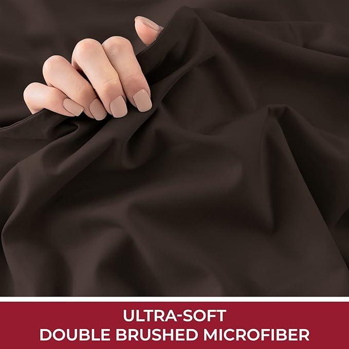 Mellanni California King Fitted Sheet - Iconic Collection Bedding Sheets with up to 16 inch Deep Pocket - Soft & Cooling - Fade & Stain Resistant - 1 PC (Cal King, Brown)