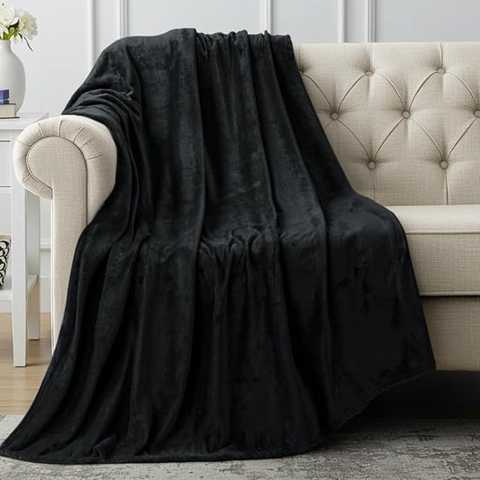 Utopia Bedding Fleece Blanket Throw XL Size Black (50x70 Inches) Ultra Soft Warm Lightweight Anti-Static Cozy Winter Blanket for Bed, Couch, Sofa and Chair, All-Season Home Decor Gift for Men & Women