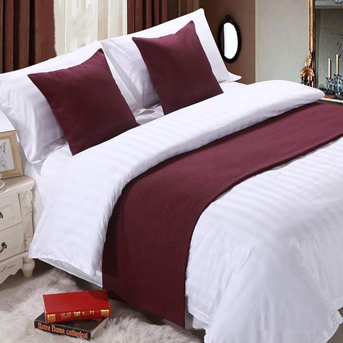 Twelve Solid Bed Scarf Bed Runner Bedding Scarves for Bedroom Hotel Wedding Room (Queen 210x50cm, 18)