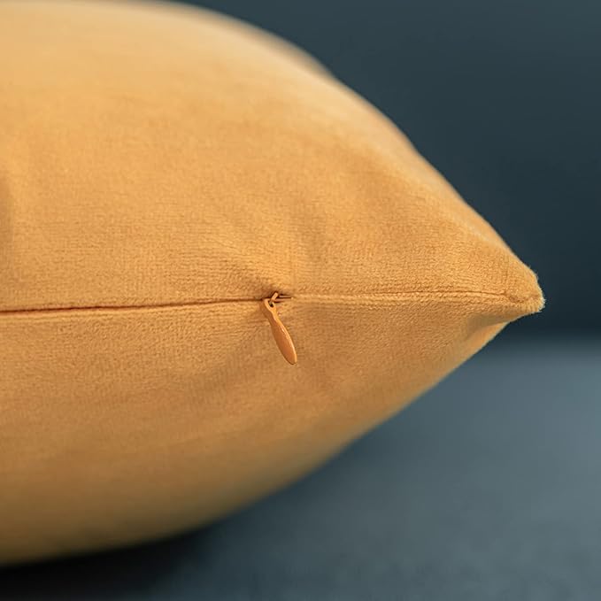 Lumbar Pillow Covers 12x20 Mustard Yellow: Pack of 2 Cozy Soft Velvet Rectangular Modern Luxury Decorative Throw Pillow Cases for Sofa Couch Living Room Bed Home Decor