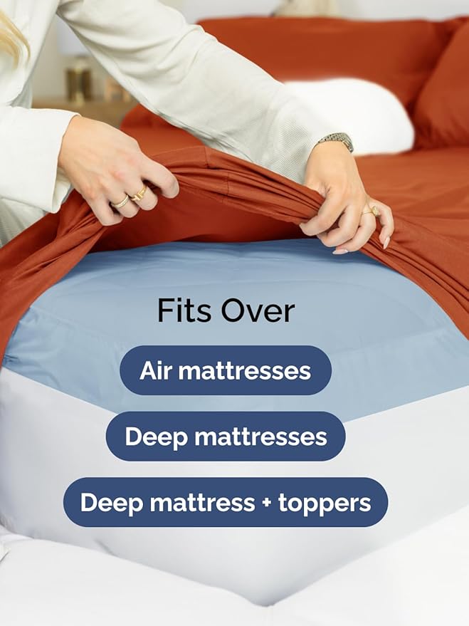 Extra Deep Twin XL Sheet Set - 4 Piece Breathable and Cooling Sheets - Hotel Luxury Bedding for Women, Men, Kids & Teens - Easy & Secure Fit - Soft and Wrinkle Free - Extra Deep Pockets - Terracotta