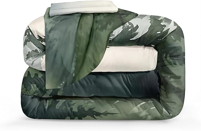 Bedbay Misty Forest Bedding Set King Size Nature Mountain Comforter Set Aesthetic Room Decor Cabin Style Quilt Duvet Set 4 Pieces for All Seasons 1 Comforter 2 Pillowcases 1 Cushion Cover