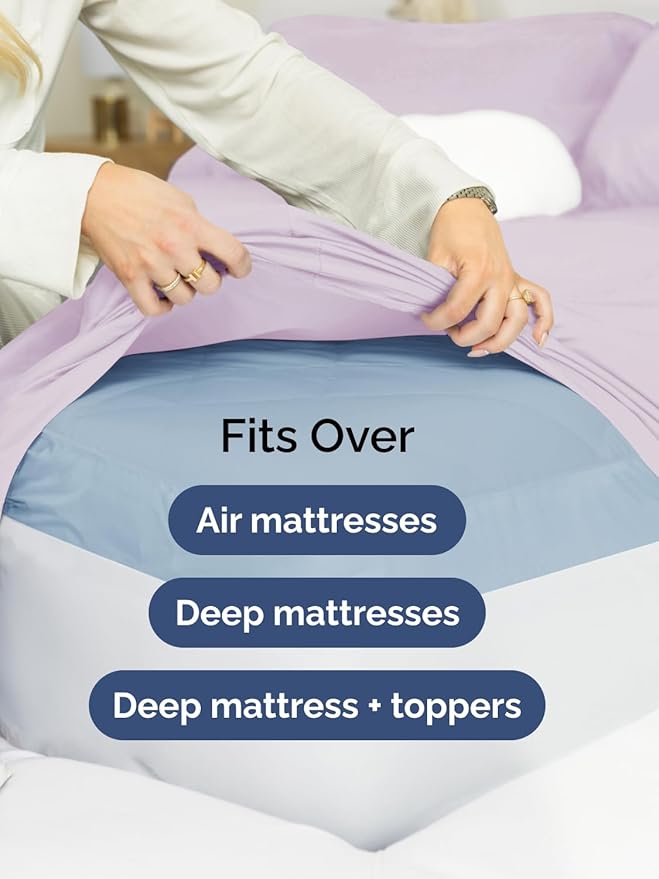Extra Deep Full Sheet Set - 6 Piece Breathable and Cooling Sheets - Hotel Luxury Bedding for Women, Men, Kids & Teens - Easy & Secure Fit - Soft and Wrinkle Free - Extra Deep Pockets - Light Lavender