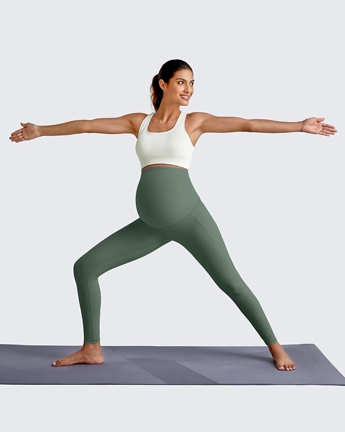 G4Free BareFeel Maternity Leggings with Pockets Over The Belly Stretchy Workout Yoga Pregnancy Pants
