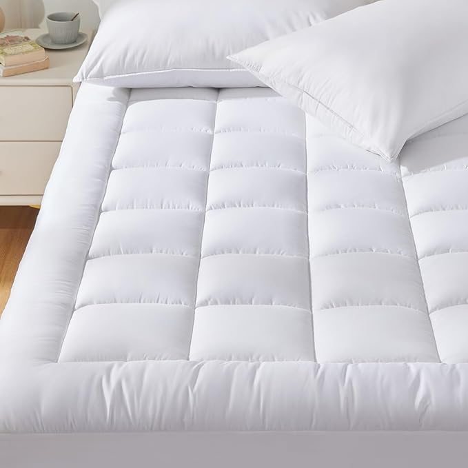 CozyLux King Size Mattress Pad Pillow Top Cotton Cooling Mattress Topper 8-21" Deep Pocket Mattress Cover Quilted Fitted Cooling 450GSM Mattress Protector (78x80 inch,White)