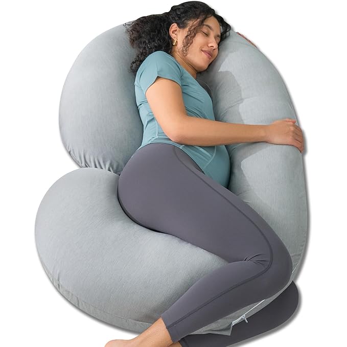 INSEN Cooling Pregnancy Pillow, Maternity Pillow with Soft Tencel Cover,C Shaped for Pregnant Women and Side Sleeping (Cooling Tencel-Rock Grey)