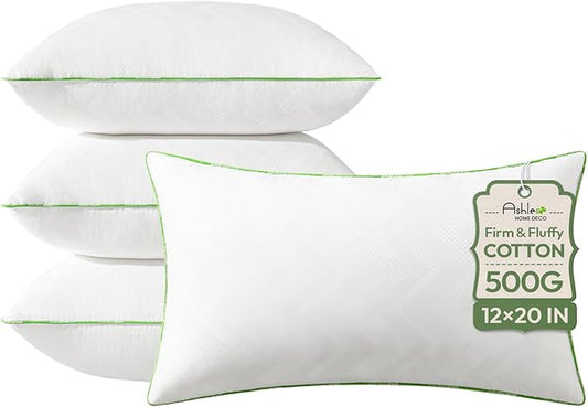 Ashler 12x20 Pillows Insert (Set of 4) - Throw Pillow Inserts with 100% Cotton Cover - Lumbar Pillow Sofa Stuffer Pillow Inserts -Decorative White Couch Pillow