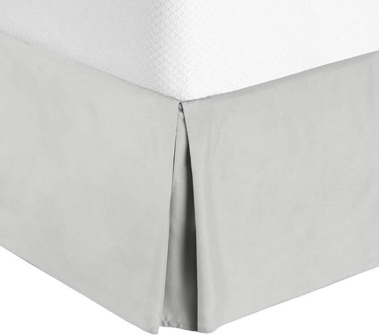 Split Corner Bed Skirt 18 Inch Drop King Size 100% Natural Cotton Wrinkle and Fade Resistant King Size, Silver Grey Solid