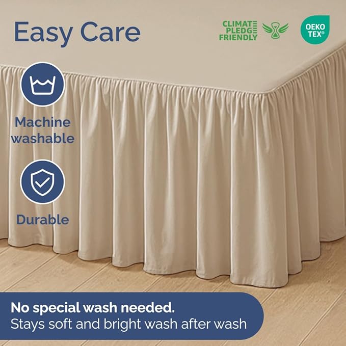 Bedskirt Twin Size Ruffle - 12 inch Drop Dust Ruffle Bed Skirt with Platform - Ultra-Soft, Easy Fit, Premium Hotel Quality - Wrinkle, Fade & Shrink Resistant - for Women, Men, Kids and Teens - Cream