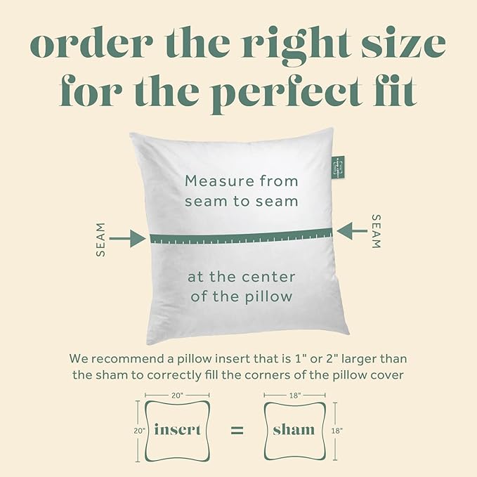 ComfyDown 22X22 Decorative Throw Pillow Insert, Down and Feathers Fill, 100% Cotton Cover 233 Thread Count, Square Pillow Insert - Made in USA (Single)