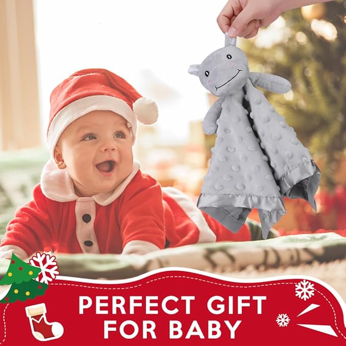 Pro Goleem Hippo Loveys for Babies, Soft Security Blanket Baby Snuggle Toy Newborn Stuffed Animals Baby Gifts for Boys and Girls, 16 Inch