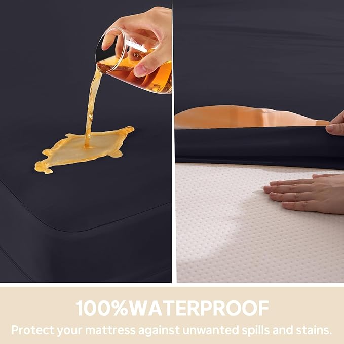 California King Mattress Protector Waterproof (12’’-16” Depth) – Zippered Mattress Encasement Bed Cover, Premium Six-Sided Mattress Cover for Bed,Noiseless Breathable Machine Washable, Black