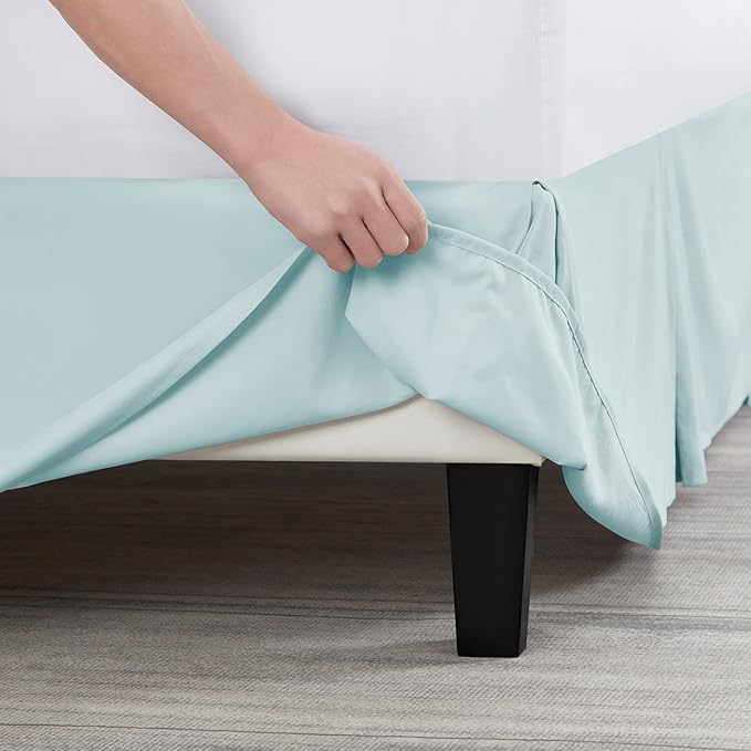 Nestl Light Baby Blue Full Bed Skirt - Full Size Bed Skirt 14 Inch Drop - Brushed Microfiber Bed Skirts - Hotel Quality Pleated Bed Skirt - Shrinkage & Fade Resistant