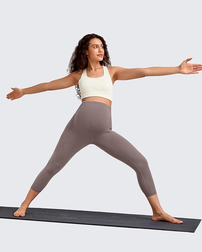 G4Free BareFeel Maternity Leggings with Pockets Over The Belly Stretchy Workout Yoga Pregnancy Pants