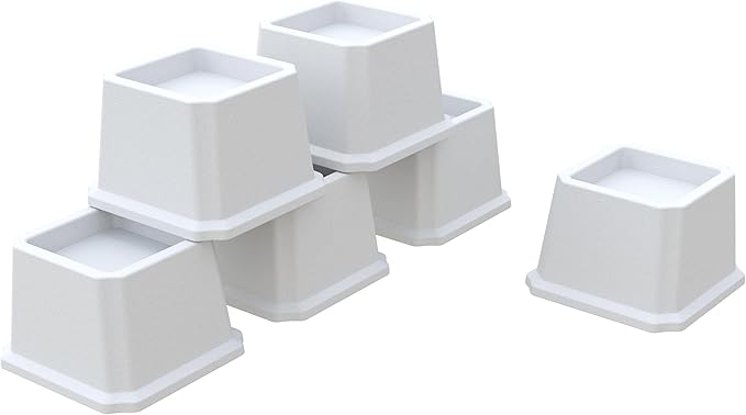 Bed Risers 2 Inch Heavy Duty Bed Elevators, Set of 6 Lifts Up 2000 lbs Furniture Riser for Sofa and Table, White
