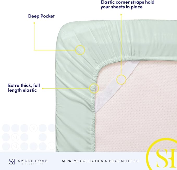 California King Sheet Sets - Breathable Luxury Sheets with Full Elastic & Secure Corner Straps Built In - 1800 Supreme Collection Cal King Deep Pocket Bedding Set, Sheet Set, California King, Mint