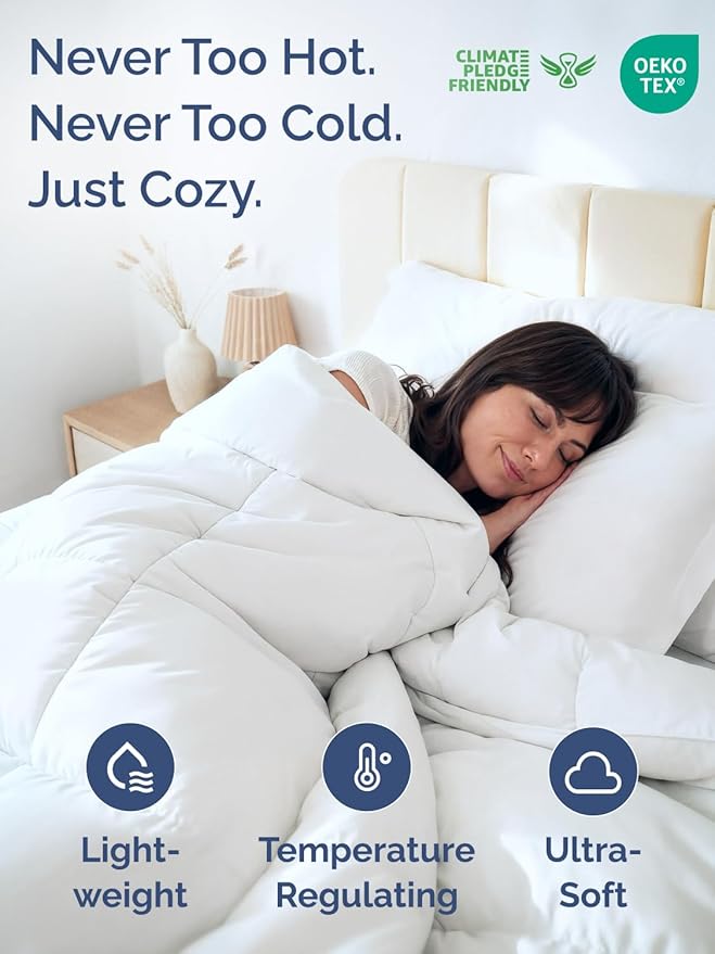 Twin XL Size, White Alternative Down Comforter - Warm, Lightweight & Breathable Hotel Quality Bedding Set for Men, Women, Kids & Teens - All Season Oversized Cooling Microfiber Duvet Insert Comforter