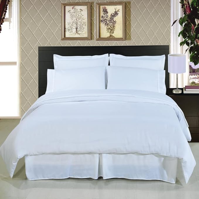 Royal Hotel Bedding 8pc Full Size Bed-in-a-Bag Solid White 600-Thread-Count Siberian Goose Down Alternative Comforter 100 Percent Cotton - Includes Sheets and Duvet Cover Sets
