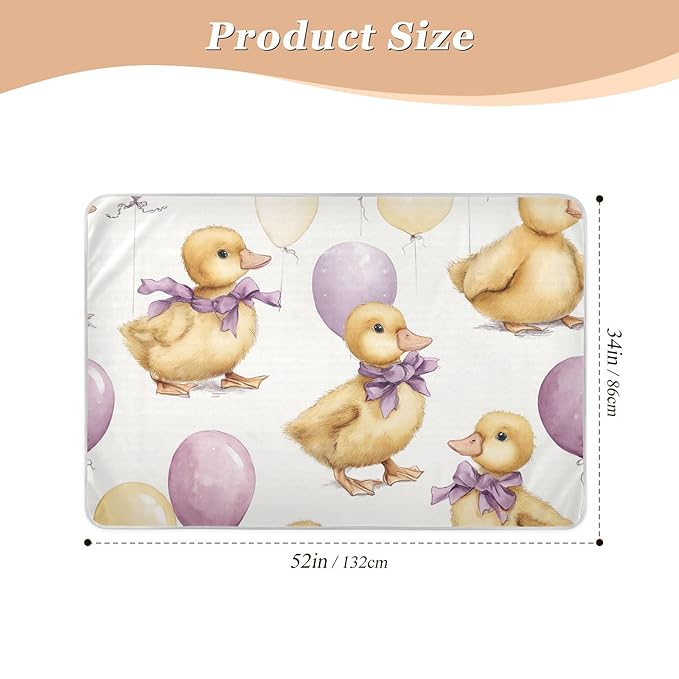 Waterproof Bed Pad Reusable Changing Pad Toddler Mattress Protector Large Pee Pad Baby Diaper Pad Soft Washable Liner Purple Balloons Ducks Bows