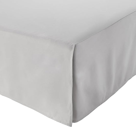 Amazon Basics Lightweight Pleated King Size Bed Skirt, Fade Resistant, Machine Washable, King, Light Grey, Solid (Pack of 8)