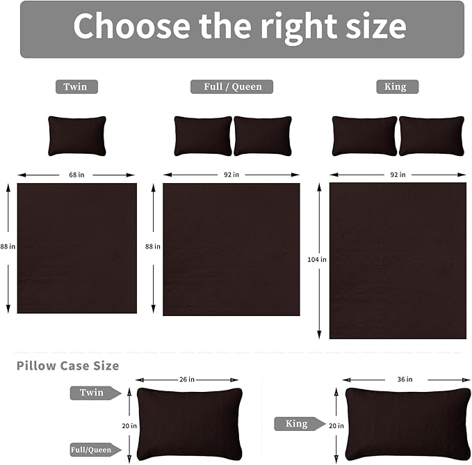 Easy-Going Full/Queen Size Reversible Quilt Set with 1 Quilt and 2 Pillow Shams, Soft Bed Quilt Cover, Water Resistant Lightweight Microfiber Bedspread, Stain Resistant, Damask-Chocolate/Beige