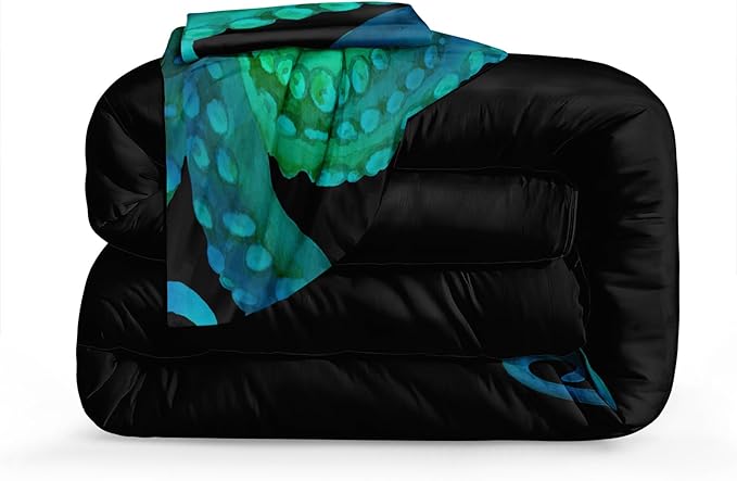 Bedbay Ocean Octopus Comforter Set King Size Ocean Animal Comforter Set for Kids Teens Sea Marine Themed Octopus Bedding Tentacles Pattern King Bedding Set