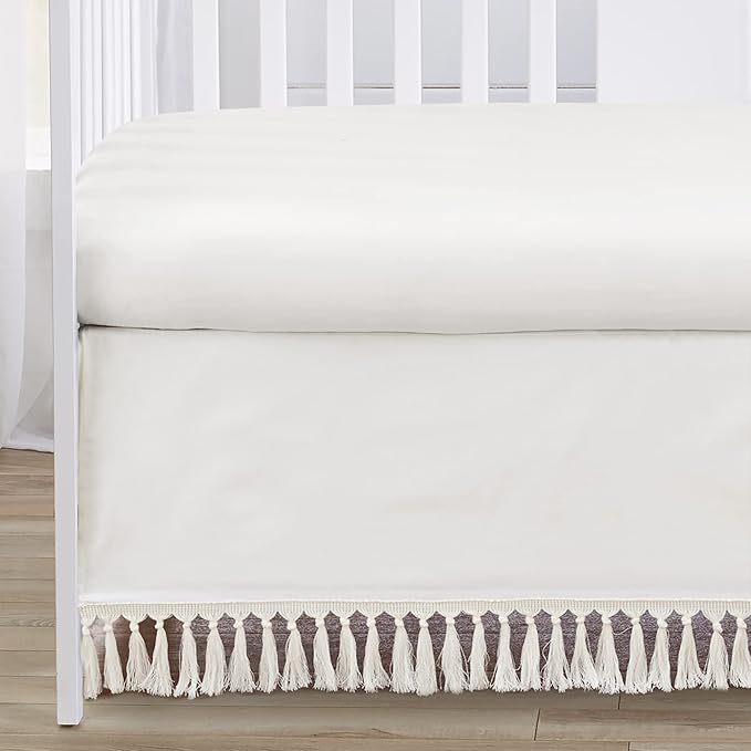 Sweet Jojo Designs 4-Piece Baby Crib Bedding Set (100% Cotton Ivory Boho) for Boys or Girls, Infants/Nursery incl. Blanket, Fitted Sheet, Skirt, Diaper Stacker (Neutral Bohemian, Farmhouse Minimalist)