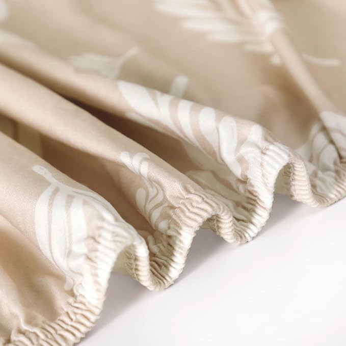 Stretch Ultra Soft Jersey Knit Fitted Crib Sheets Set 2 Pack, Fits All Standard Crib Mattress Pads Safe and Snug, Stylish Pretty Flora for Baby, Beige