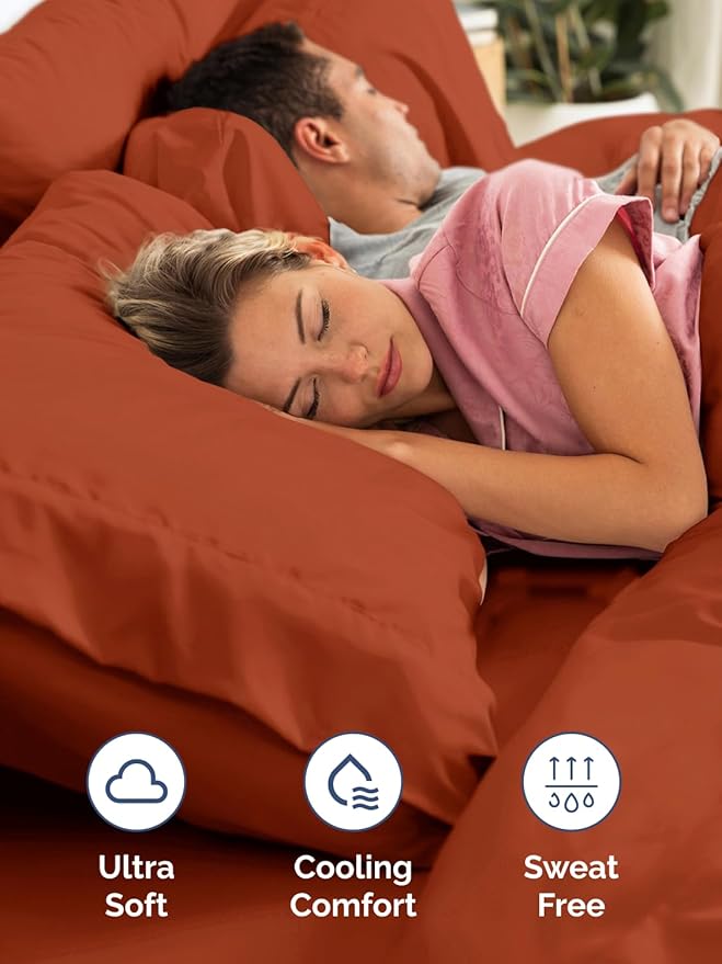 Extra Deep Cal King Sheet Set - 6 Piece Breathable and Cooling Sheets - Hotel Luxury Bedding for Women, Men, Kids & Teens - Easy & Secure Fit - Soft and Wrinkle Free - Extra Deep Pockets - Terracotta